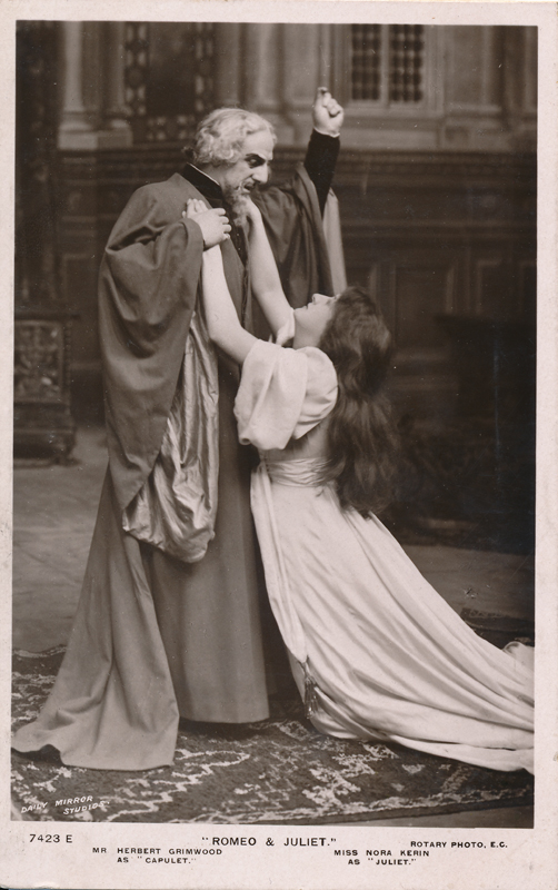 Herbert Grimwood as Capulet and Nora Kerin as Juliet in "Romeo and Juliet"