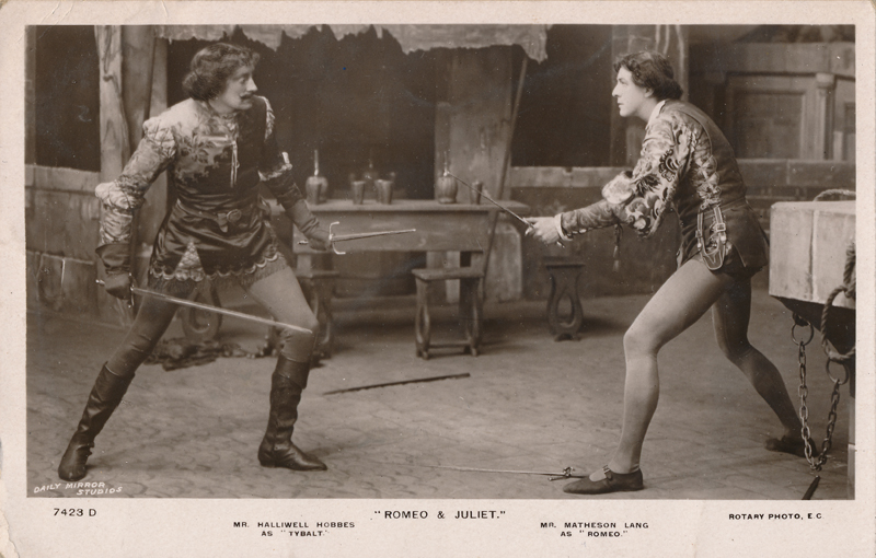 Halliwell Hobbes as Tybalt and Matheson Lang as Romeo in "Romeo and Juliet"