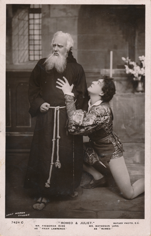 Frederick Ross as Friar Lawrence and Matheson Lang as Romeo in "Romeo and Juliet"