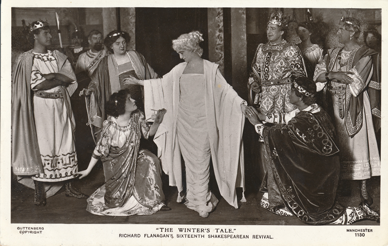 Una Rashleigh as Paulina, Harvey Braban as Florizel, and Lilian Christine as Perdita in "The Winter's Tale"